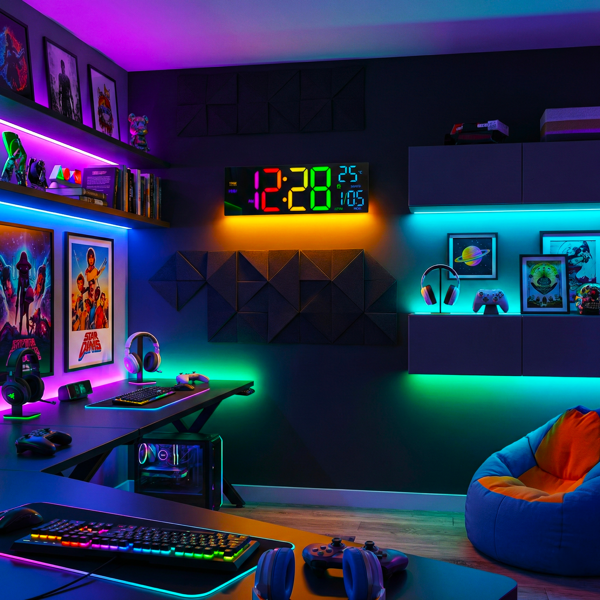 The Lumina Ambient LED Clock | Digital Wall Clock & Modern Lighting - The Decor Script