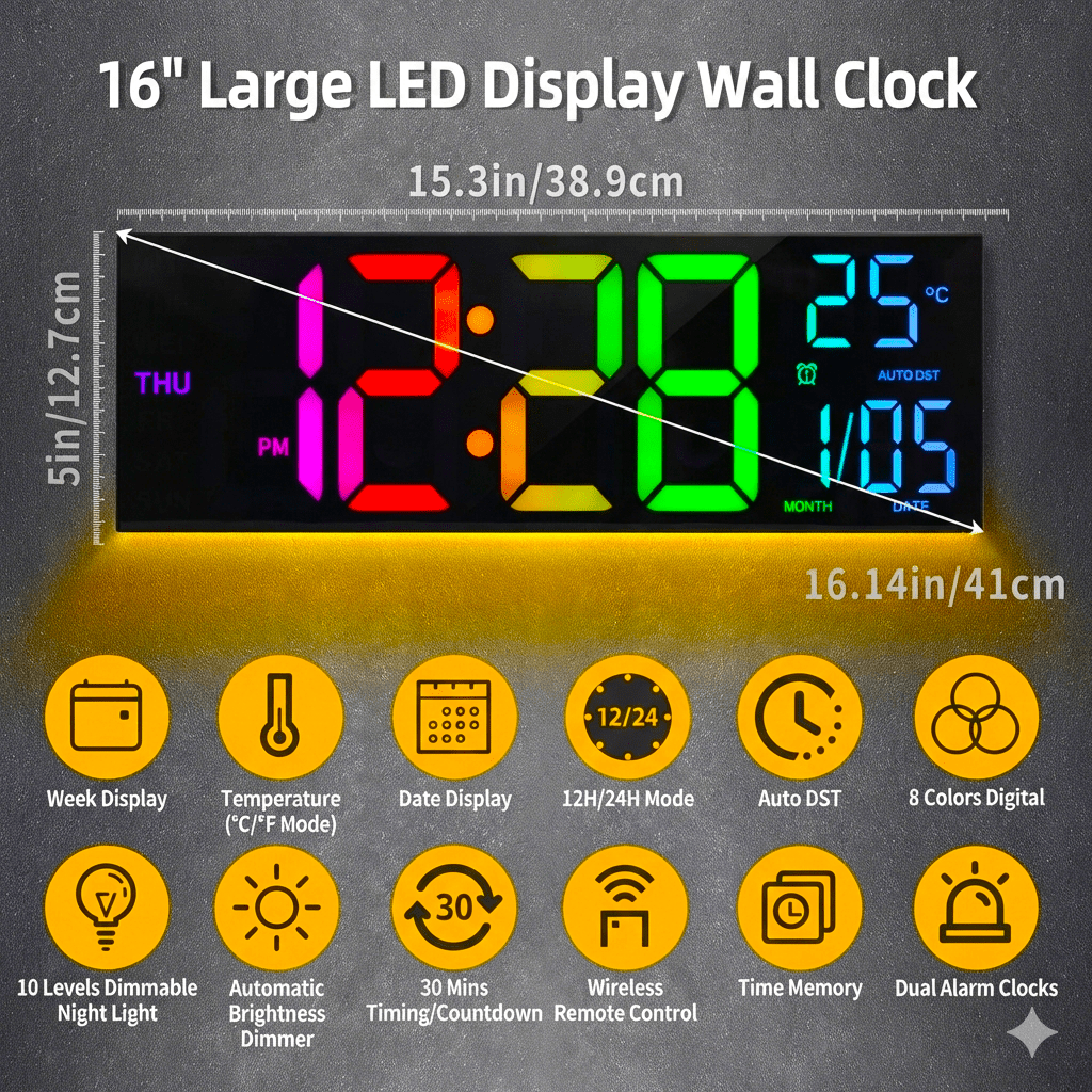 The Lumina Ambient LED Clock | Digital Wall Clock & Modern Lighting - The Decor Script