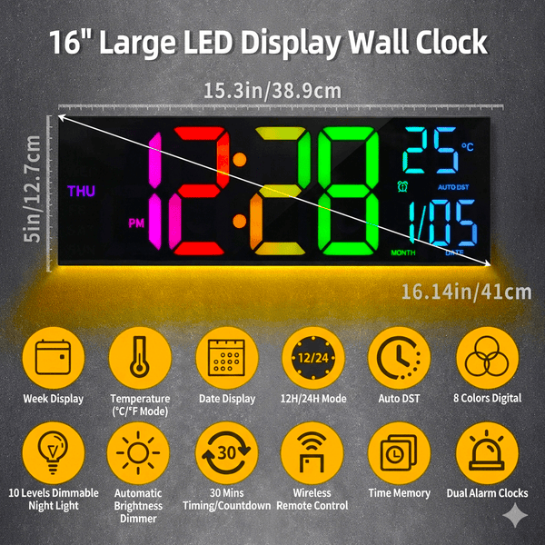 The Lumina Ambient LED Clock | Digital Wall Clock & Modern Lighting - The Decor Script