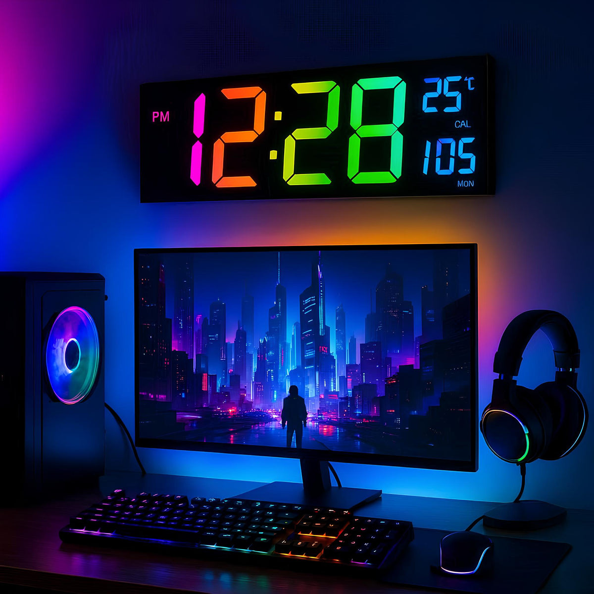 The Lumina Ambient LED Clock | Digital Wall Clock & Modern Lighting - The Decor Script